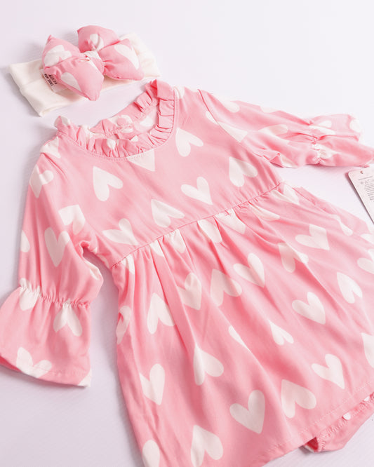 VESTIDO CRISTAL ROSADO CORAZONES