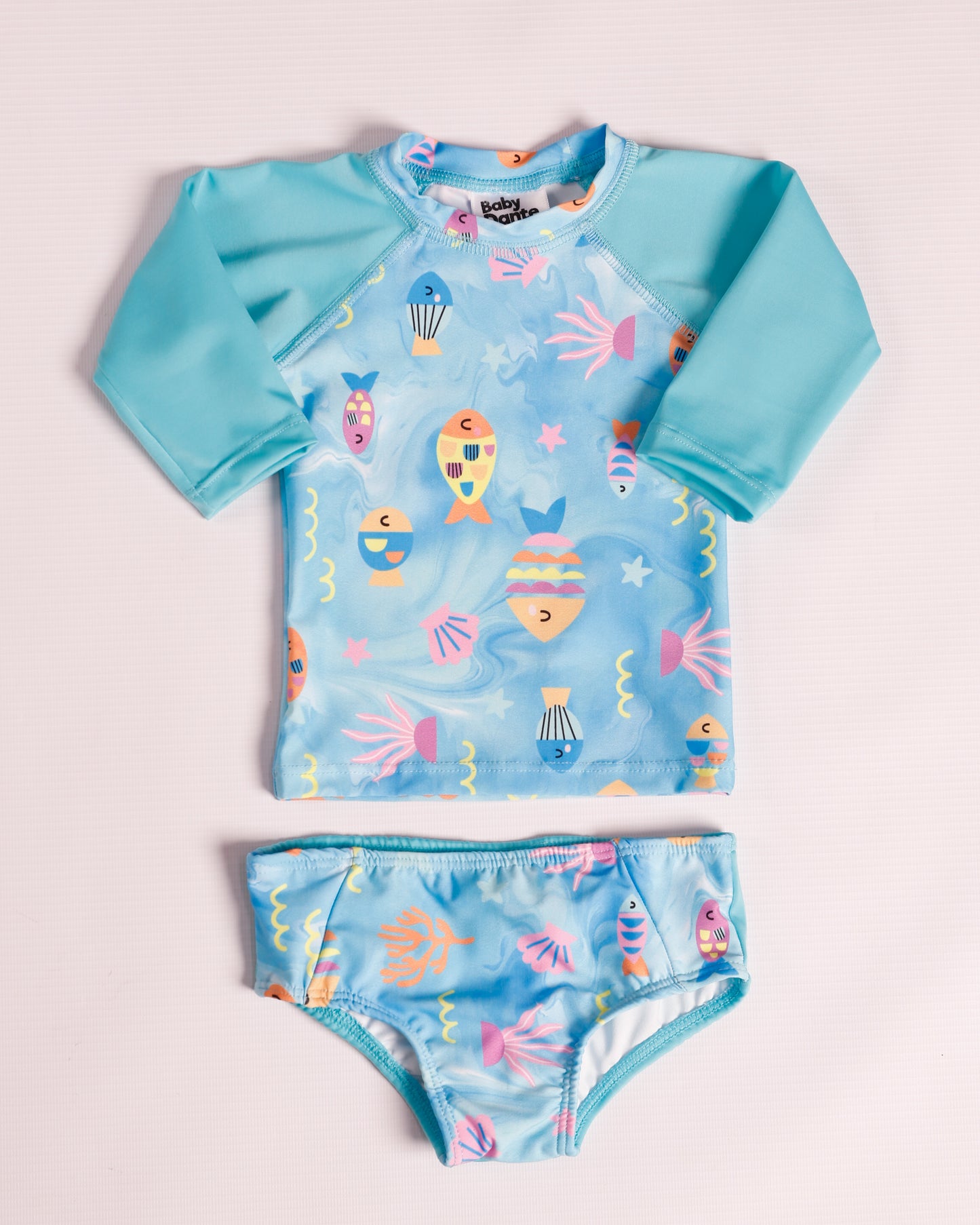 VESTIDO DE BAÑO AZUL PECES