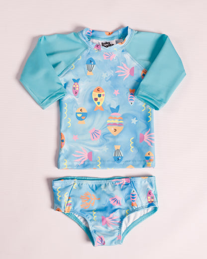 VESTIDO DE BAÑO AZUL PECES