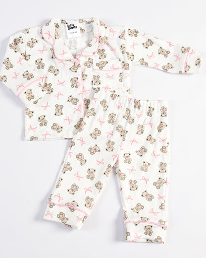 PIJAMA LARGA OSITOS Y MOÑOS