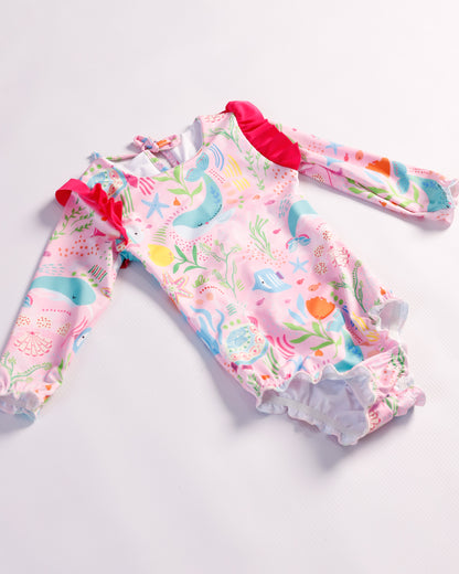 VESTIDO DE BAÑO M/L ROSADO BALLENAS